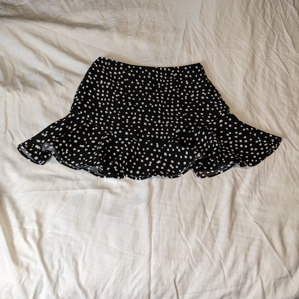 0P Banana Republic black white beige polka skirt